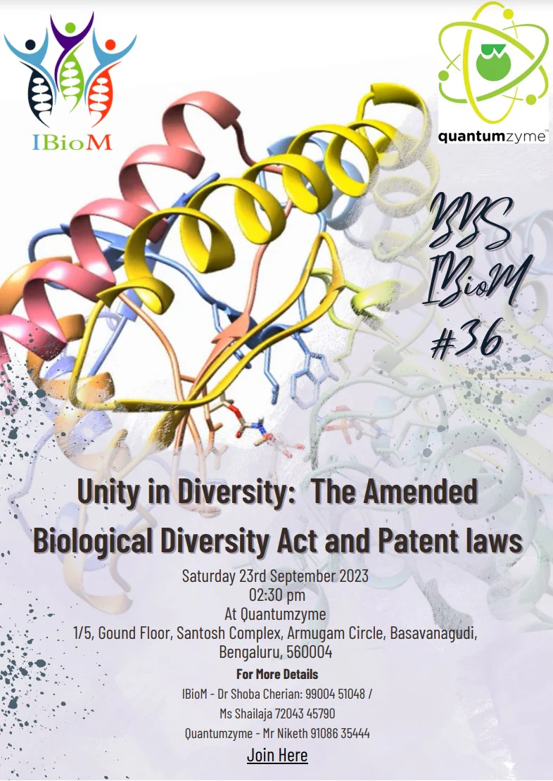 LIVE Stream Access For IBioM Meet - Unity in Diversity - The Amended Biological Diversity Act and Patent Laws
